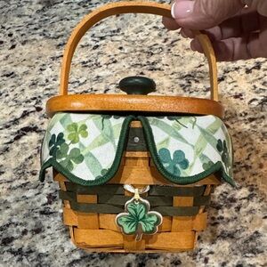 Longaberger Orange and Green Basket with Shamrock Accent
